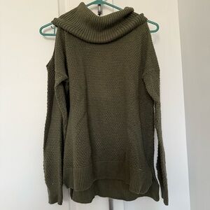 Hollister Olive Cowl Neck Cold Shoulder Sweater